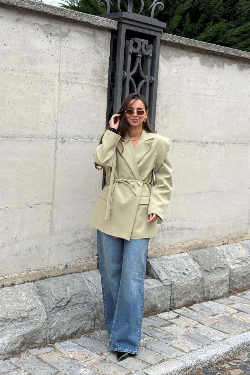 ONE COLOR LACING WAIST WOMAN JACKET MINT/MENTE - 4