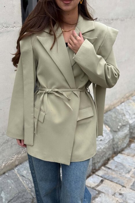 ONE COLOR LACING WAIST WOMAN JACKET MINT/MENTE - 5