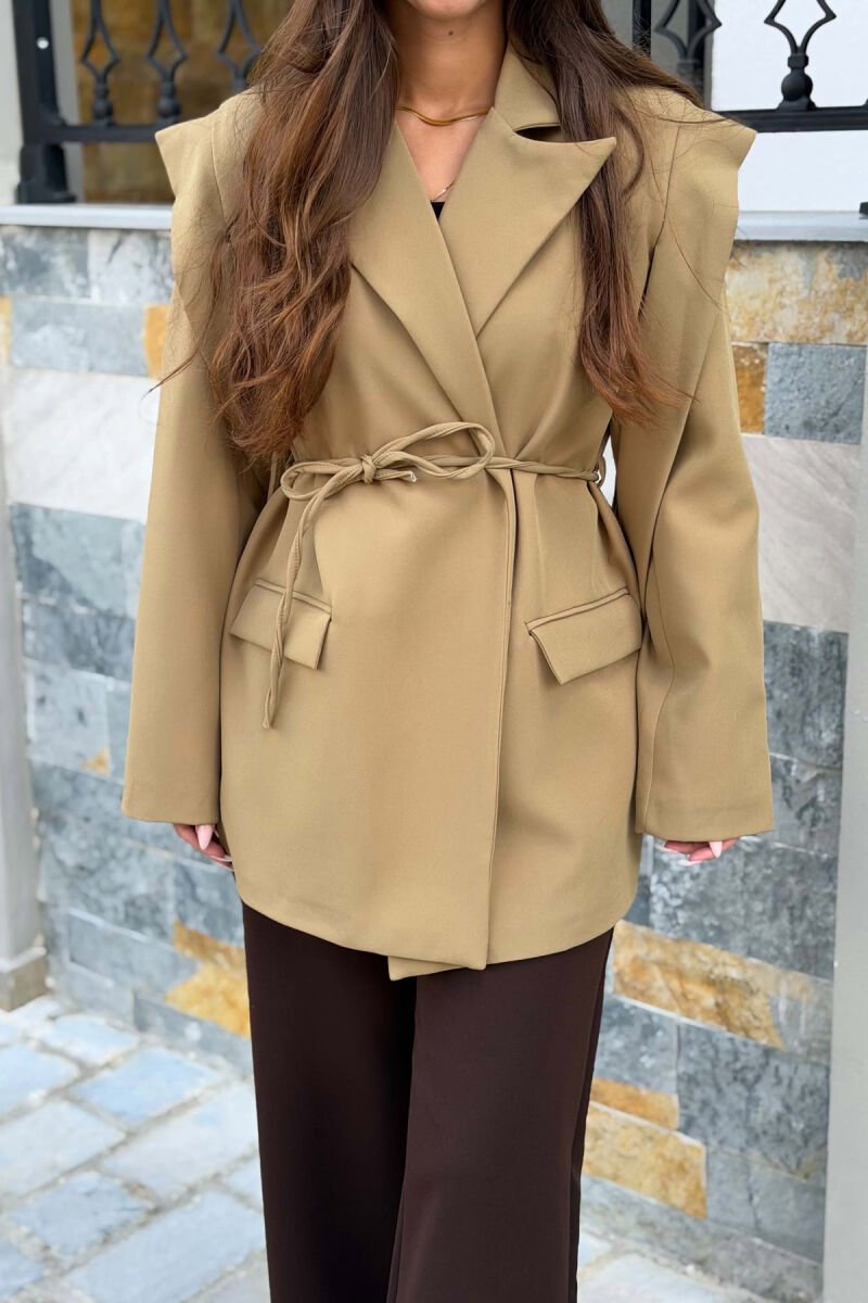 ONE COLOR LACING WAIST WOMAN JACKET OLIVE/ULLI - 3