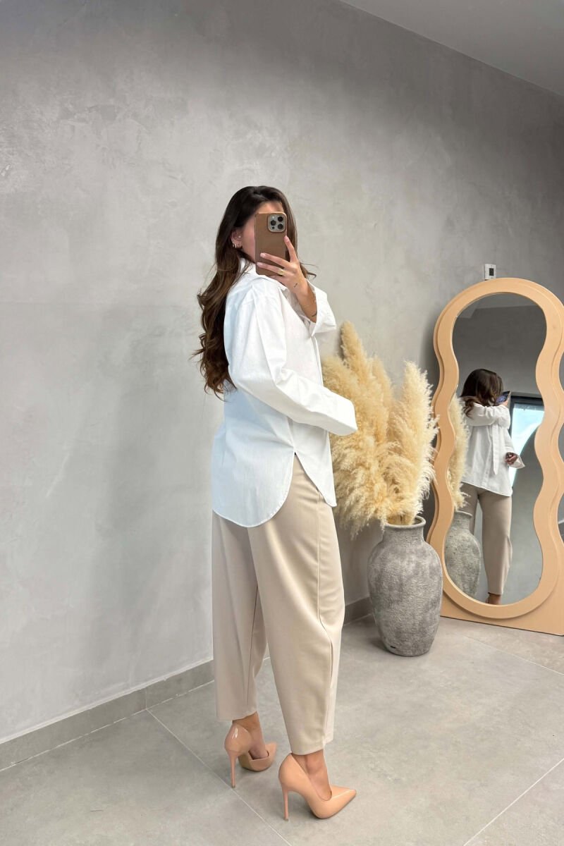 ONE COLOR COLLAR DETAIL WOMAN SHIRT WHITE-E BARDHE - 4