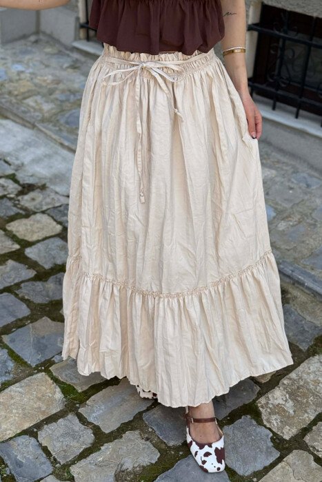 ONE COLOR LACING WAIST WOMAN SKIRT BEIGE/BEZHE - 2