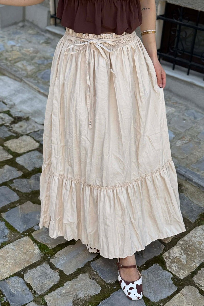 ONE COLOR LACING WAIST WOMAN SKIRT BEIGE/BEZHE - 2