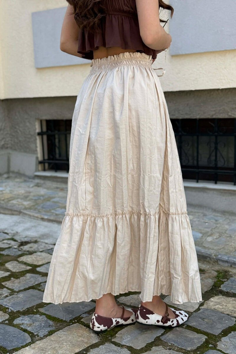 ONE COLOR LACING WAIST WOMAN SKIRT BEIGE/BEZHE - 4