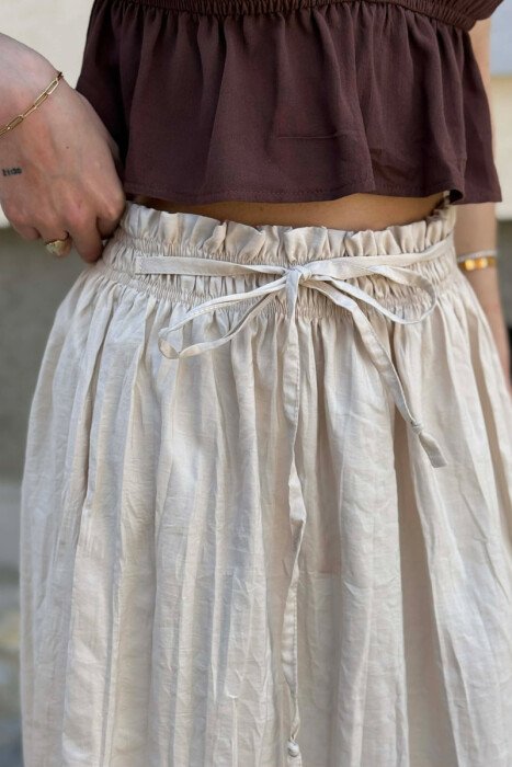 ONE COLOR LACING WAIST WOMAN SKIRT BEIGE/BEZHE - 3