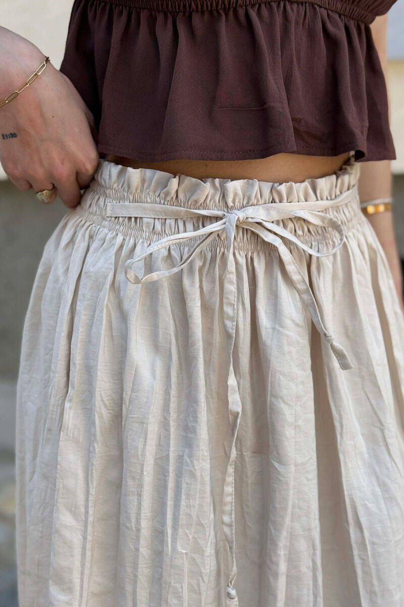 ONE COLOR LACING WAIST WOMAN SKIRT BEIGE/BEZHE - 3