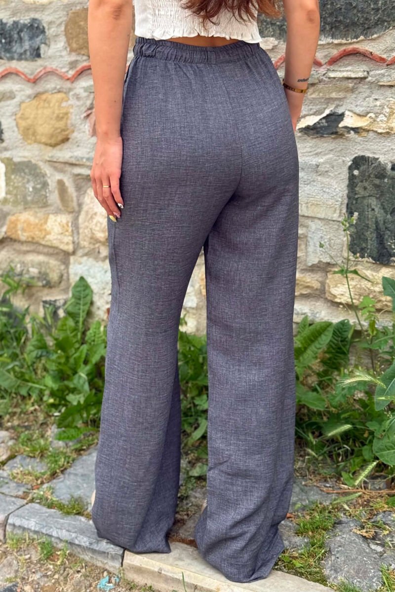 ONE COLOR LACING WAIST WOMAN TROUSERS DARK GREY/GEE - 3