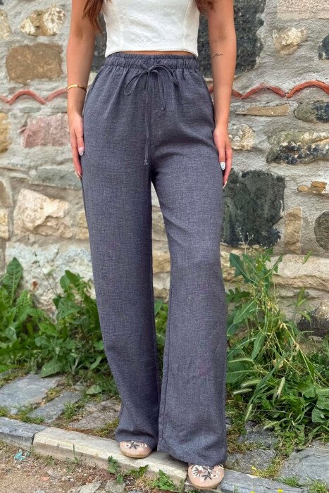 ONE COLOR LACING WAIST WOMAN TROUSERS DARK GREY/GEE - 5