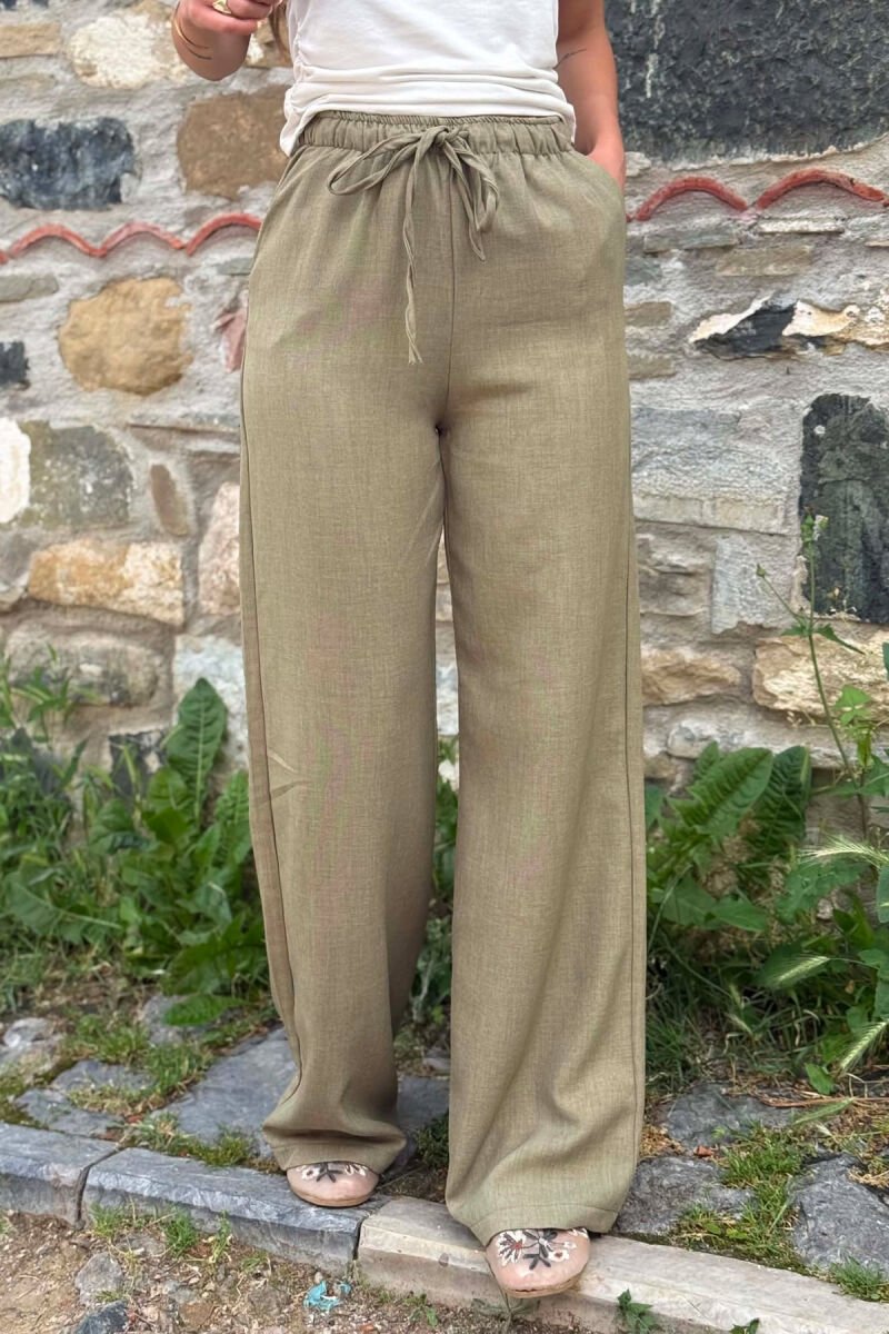 ONE COLOR LACING WAIST WOMAN TROUSERS GREEN/JESHILE - 3