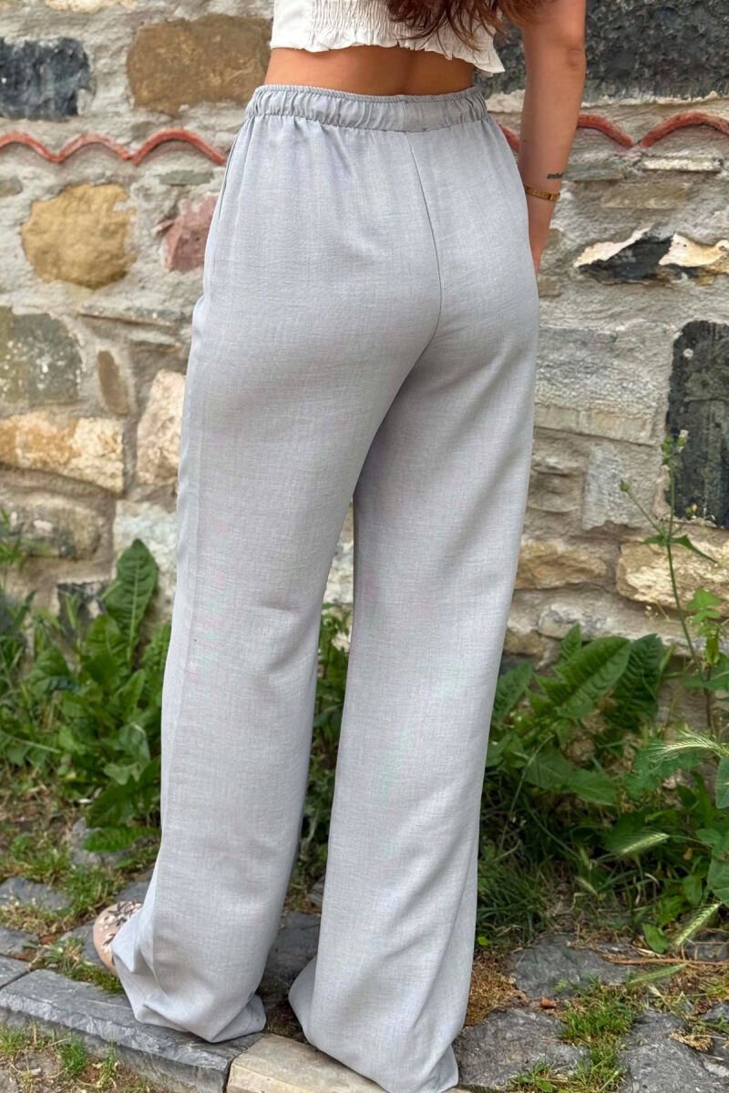 ONE COLOR LACING WAIST WOMAN TROUSERS GREY/GRI - 5