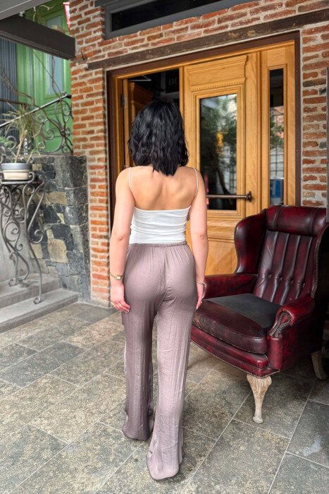 ONE COLOR LACING WAIST WOMAN TROUSERS LIGHT BROWN/KAZB - 4