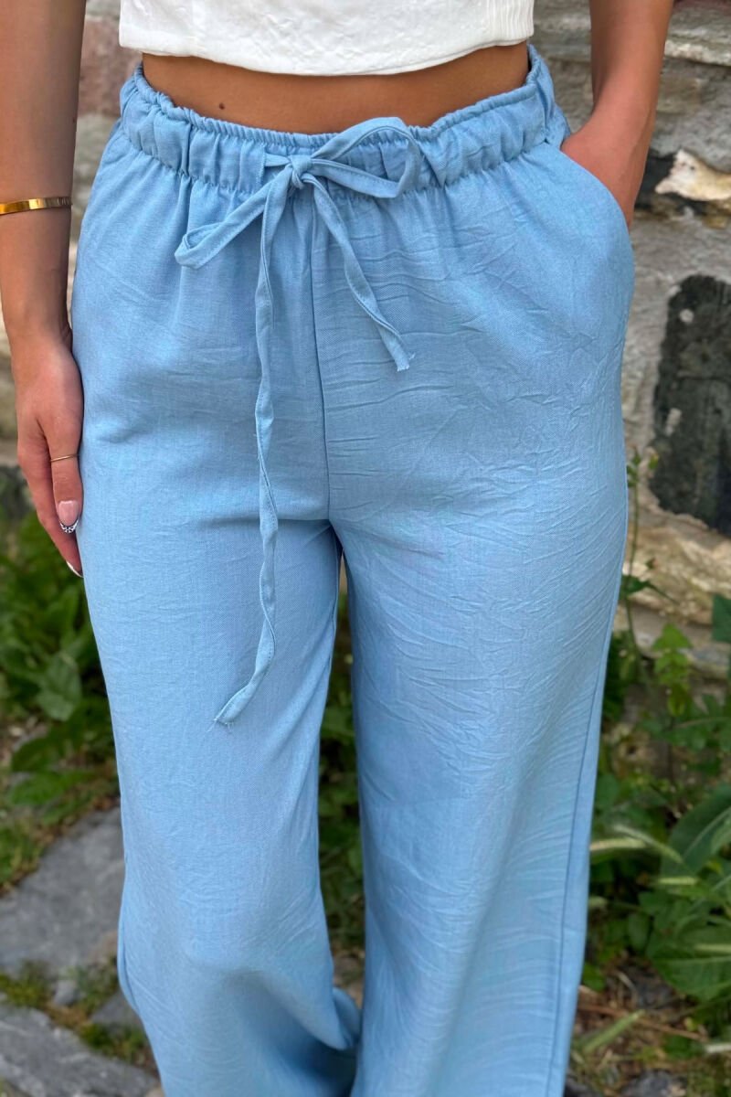ONE COLOR LACING WAIST WOMAN TROUSERS LIGHTBLUE/BZ - 2