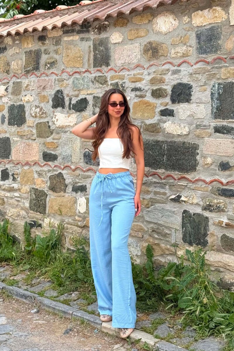 ONE COLOR LACING WAIST WOMAN TROUSERS LIGHTBLUE/BZ - 5