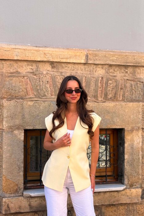 ONE COLOR LACING WAIST WOMAN VEST YELLOW/E VERDHE - 3