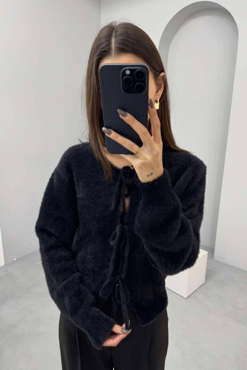 ONE COLOR LACING WARM WOMEN CARDIGAN BLACK/ E ZEZE - 4