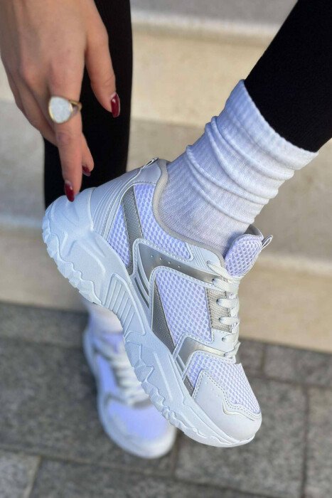 ONE COLOR LACING WOMAN SNEAKERS WHITE-E BARDHE - KLAUDIO FASHION