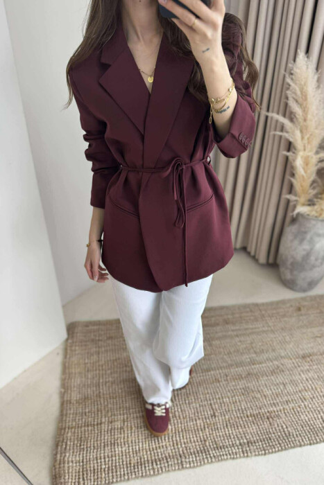 ONE COLOR LACING WOMEN JACKET BURGUNDY/VISHNJE - 4