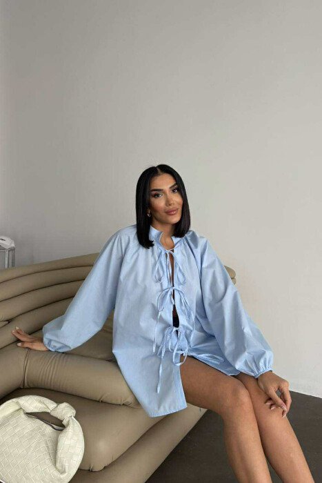 ONE COLOR LACING WOMEN SHIRT LIGHTBLUE/BZ - 7
