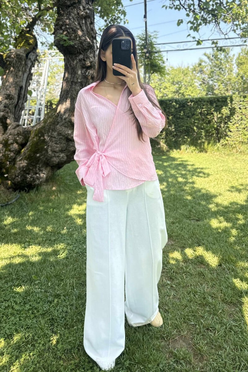 ONE COLOR LACING WOMEN SHIRT PINK/ROZE - 1