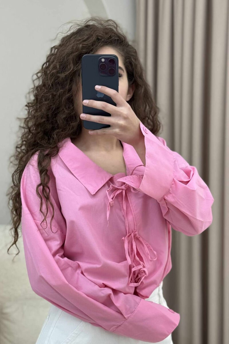 ONE COLOR LACING WOMEN SHIRT PINK/ROZE - 1