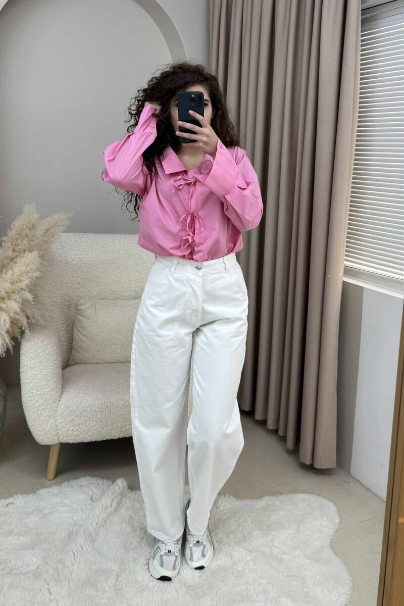 ONE COLOR LACING WOMEN SHIRT PINK/ROZE - 4