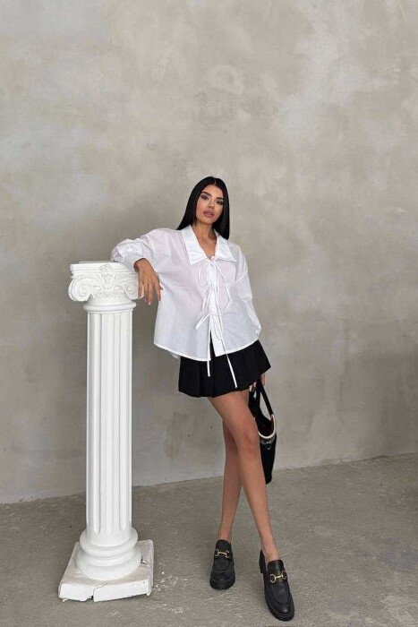 ONE COLOR LACING WOMEN SHIRT WHITE-E BARDHE - 4