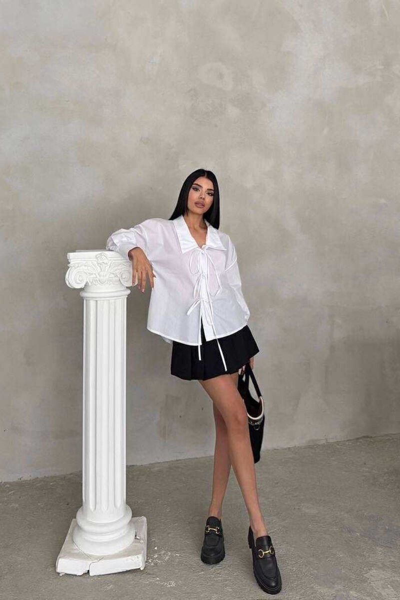 ONE COLOR LACING WOMEN SHIRT WHITE-E BARDHE - 4