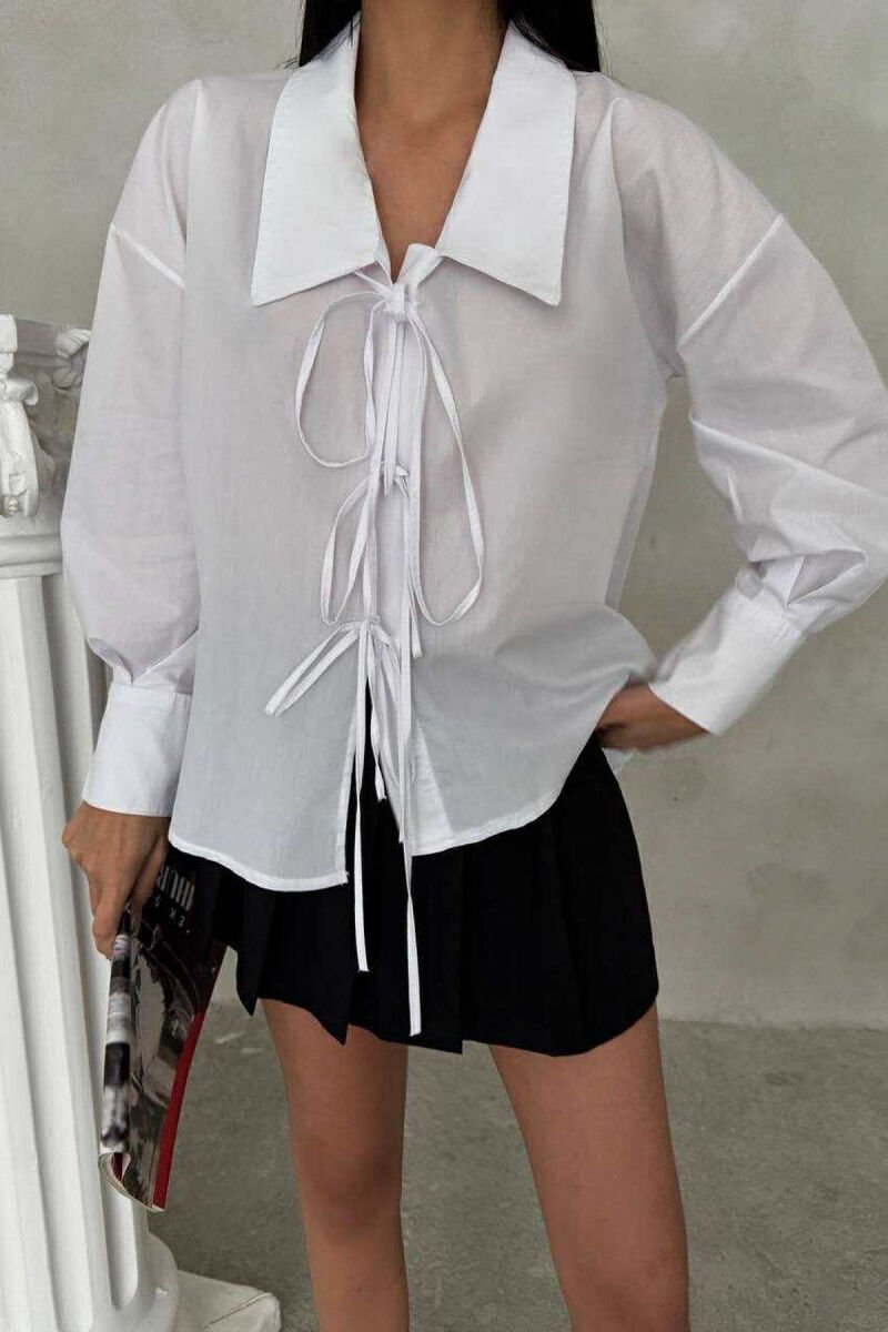 ONE COLOR LACING WOMEN SHIRT WHITE-E BARDHE - 1
