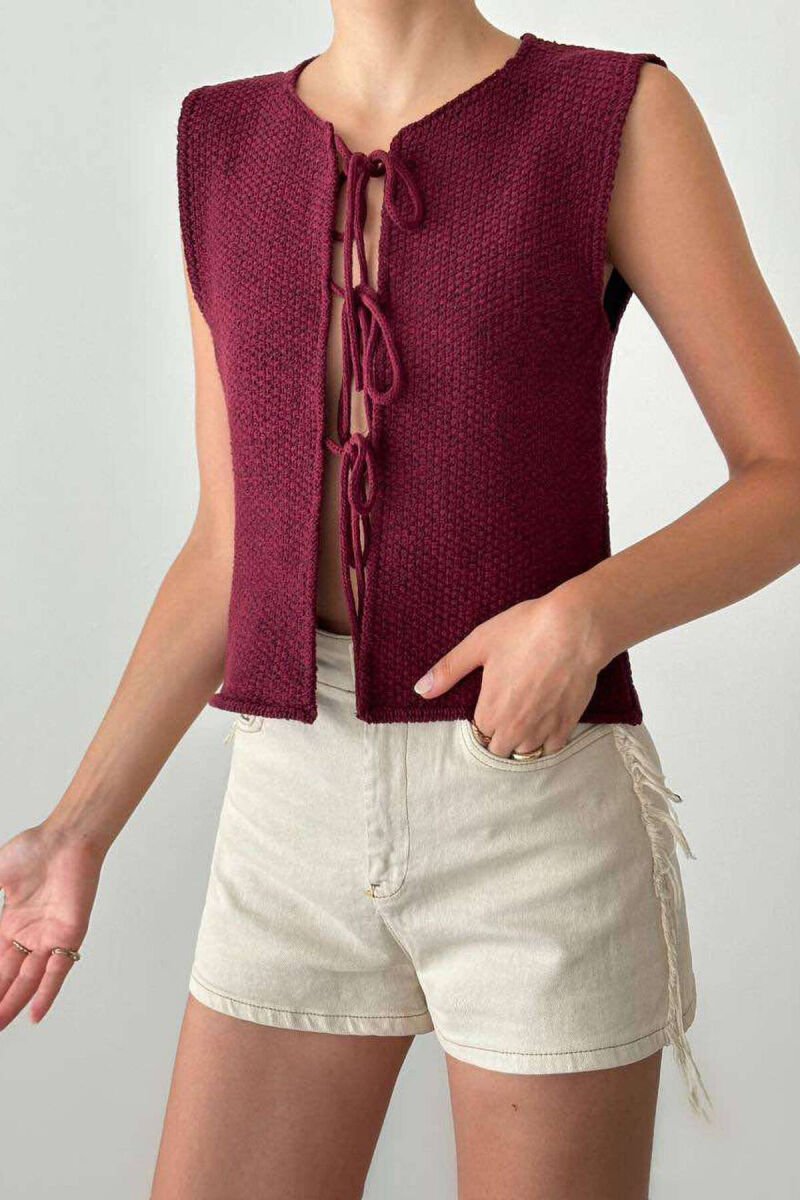 ONE COLOR LACING WOMEN VEST BURGUNDY/VISHNJE - 3