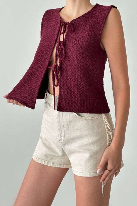 ONE COLOR LACING WOMEN VEST BURGUNDY/VISHNJE - 4