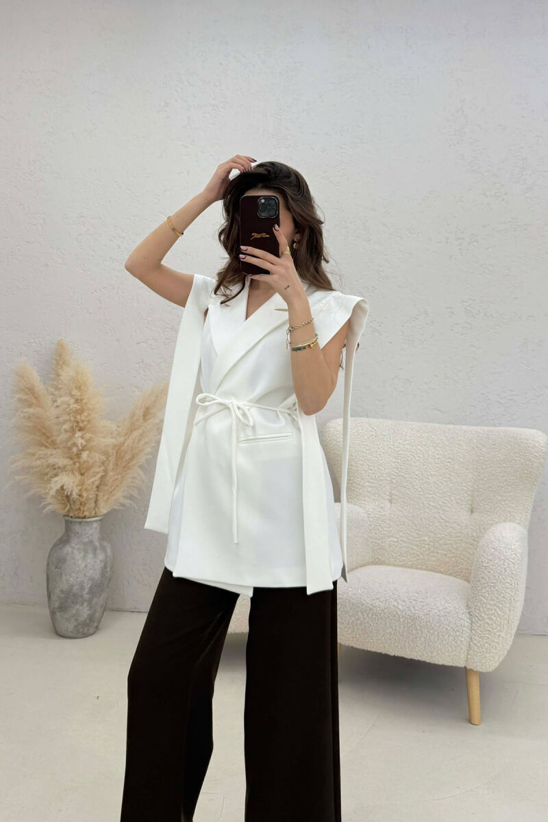 ONE COLOR LACING WOMEN VEST WHITE-E BARDHE - 1