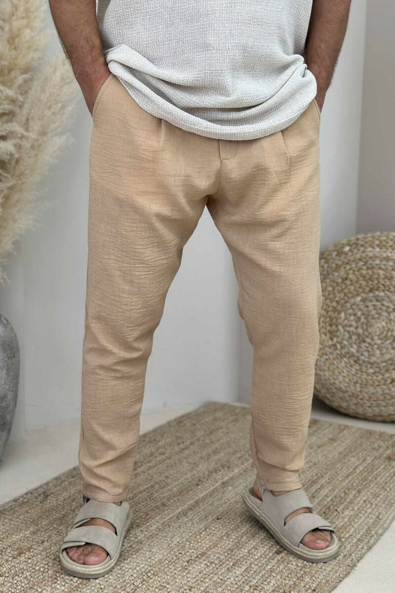 ONE COLOR LACINGS MEN PANTS BEIGE/BEZHE - 4