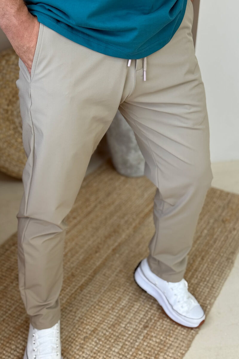 ONE COLOR LACINGS MEN PANTS BEIGE/BEZHE - 3