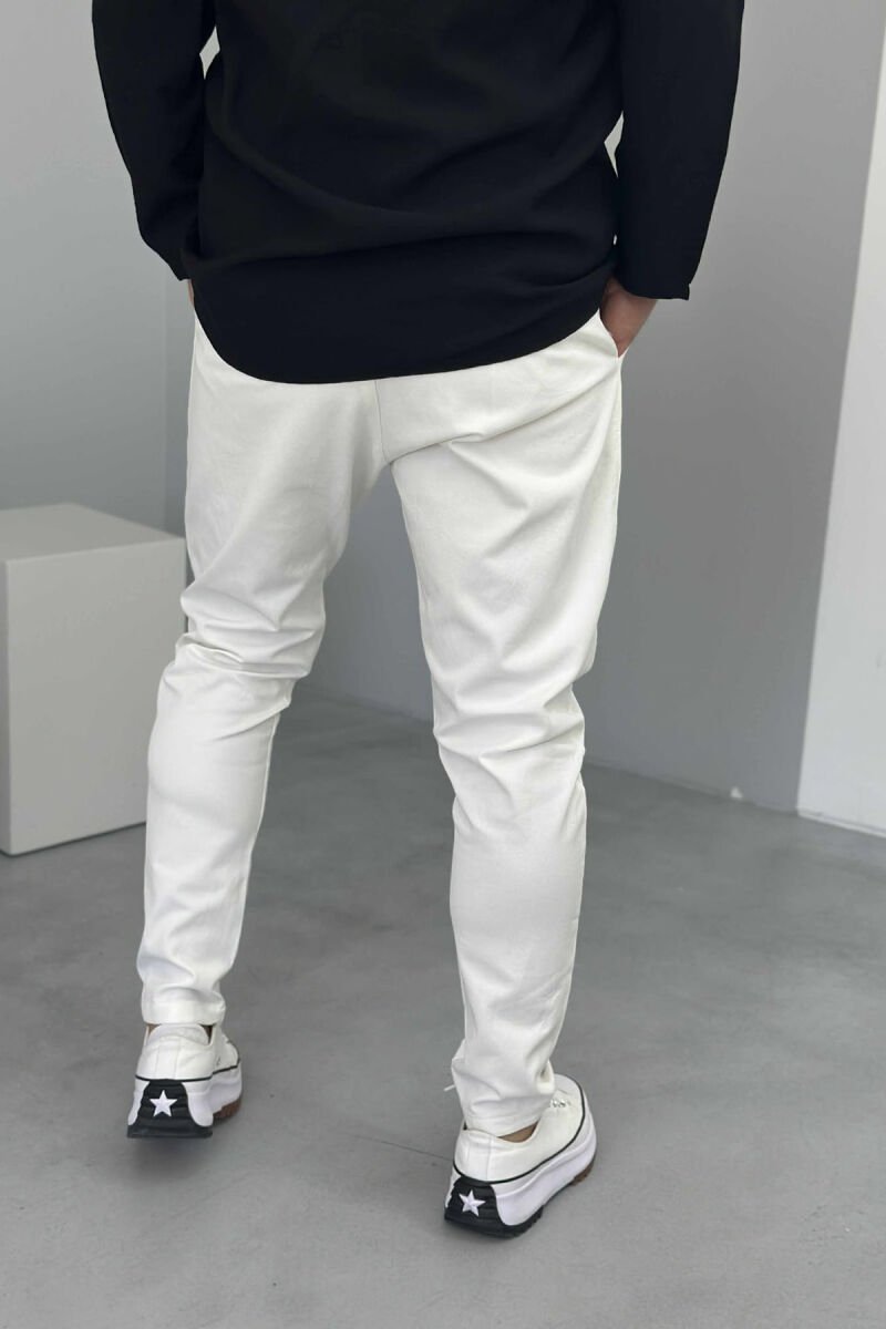 ONE COLOR LACINGS MEN PANTS WHITE-E BARDHE - 3