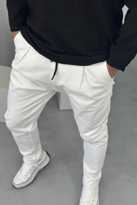 ONE COLOR LACINGS MEN PANTS WHITE-E BARDHE - 4