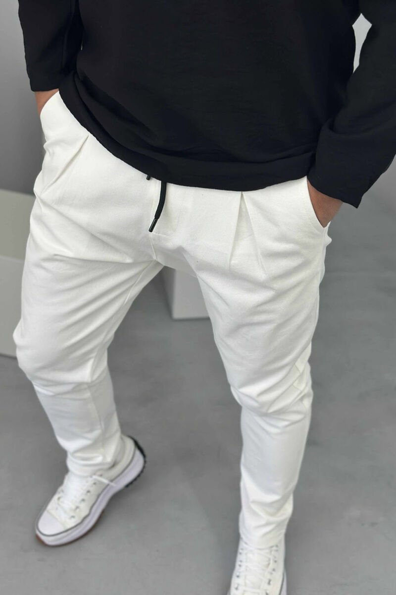 ONE COLOR LACINGS MEN PANTS WHITE-E BARDHE - 4
