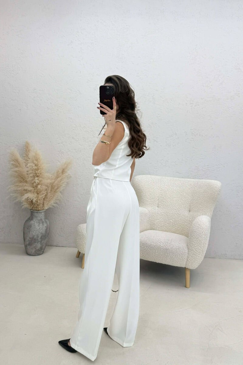ONE COLOR LACINGS VEST+TROUSERS WOMAN SET WHITE-E BARDHE - 4