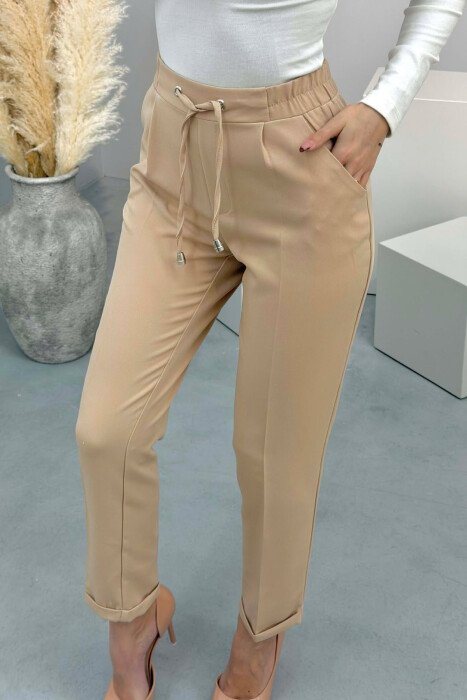ONE COLOR LACINGS WOMAN TROUSERS BEIGE/BEZHE - 2