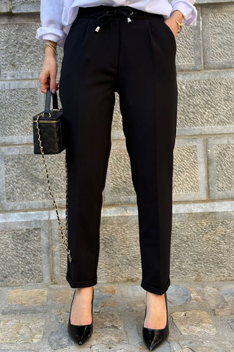 ONE COLOR LACINGS WOMAN TROUSERS BLACK/ E ZEZE - 2