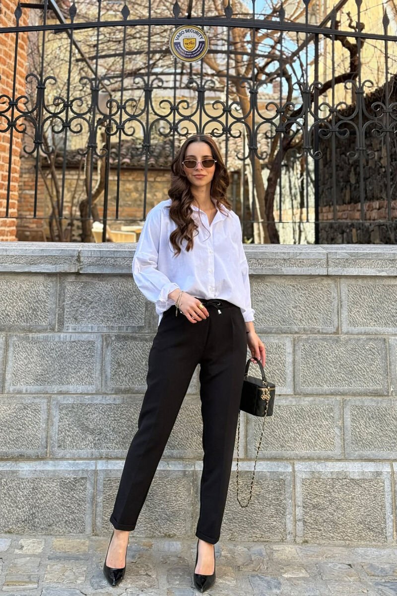 ONE COLOR LACINGS WOMAN TROUSERS BLACK/ E ZEZE - 5