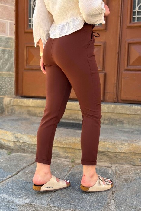 ONE COLOR LACINGS WOMAN TROUSERS BROWN/KAFE - 2