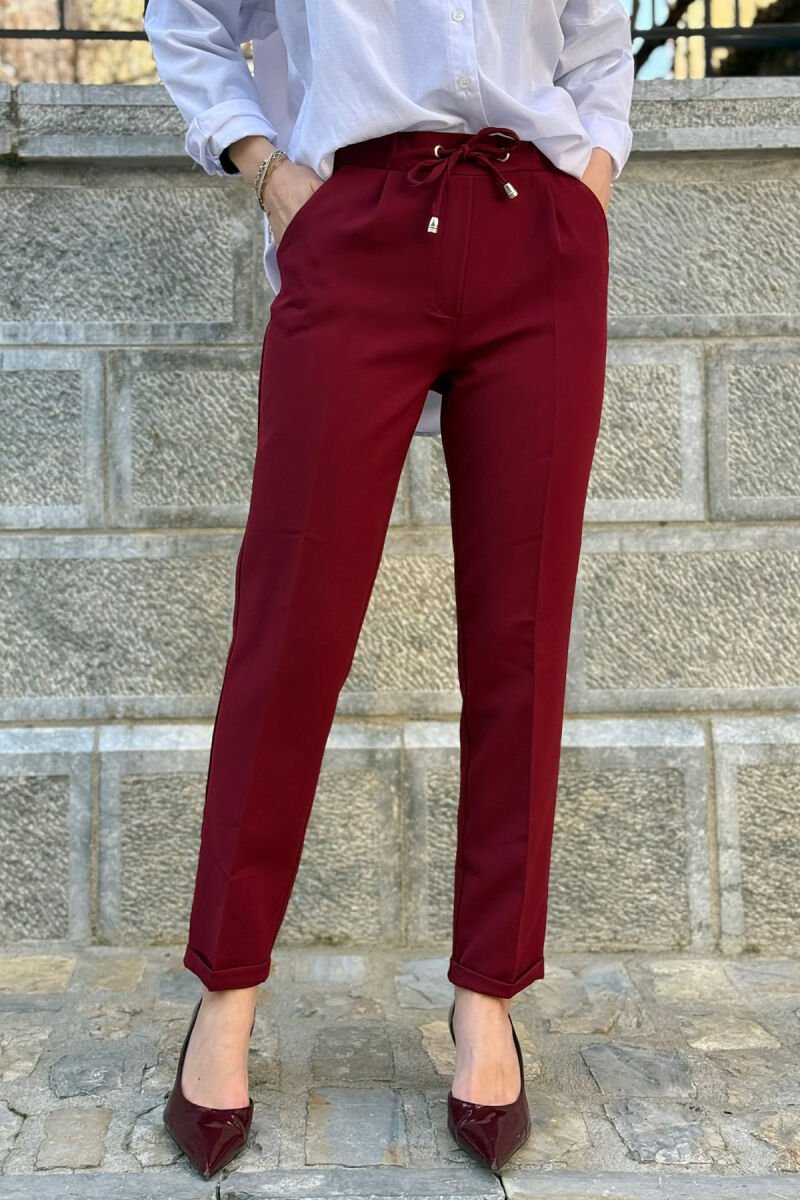 ONE COLOR LACINGS WOMAN TROUSERS BURGUNDY/VISHNJE - 2