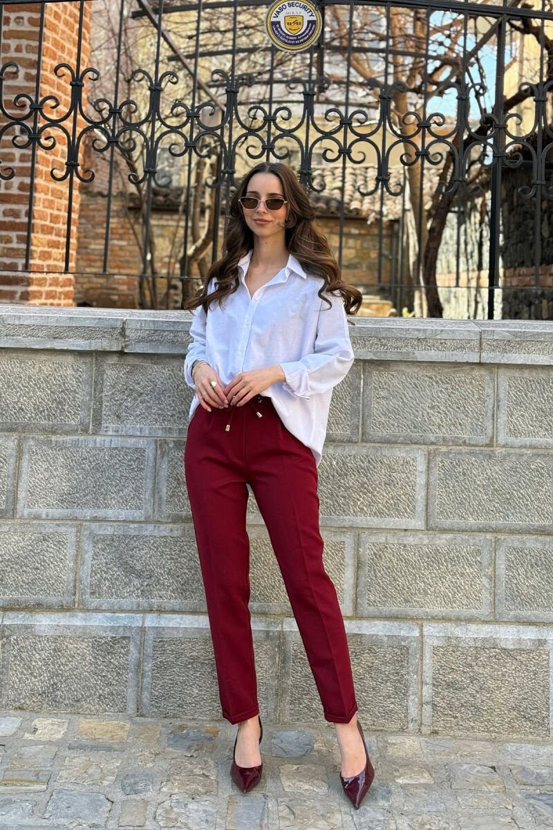 ONE COLOR LACINGS WOMAN TROUSERS BURGUNDY/VISHNJE - 3