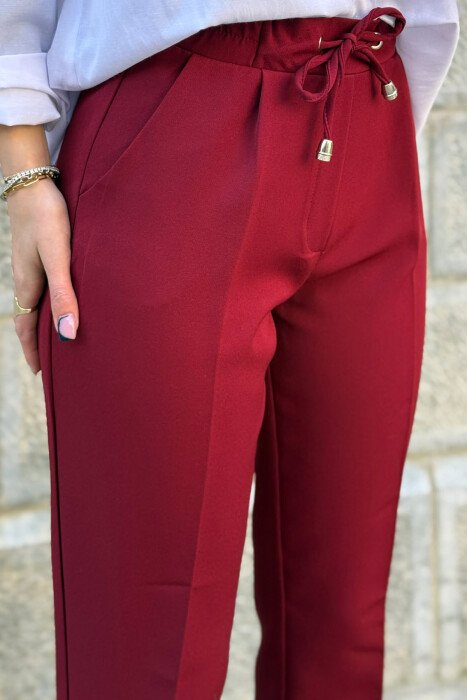 ONE COLOR LACINGS WOMAN TROUSERS BURGUNDY/VISHNJE - 4