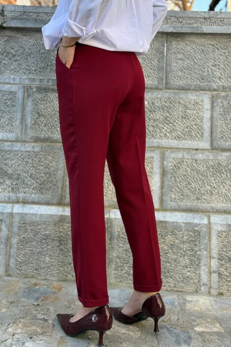 ONE COLOR LACINGS WOMAN TROUSERS BURGUNDY/VISHNJE - 5