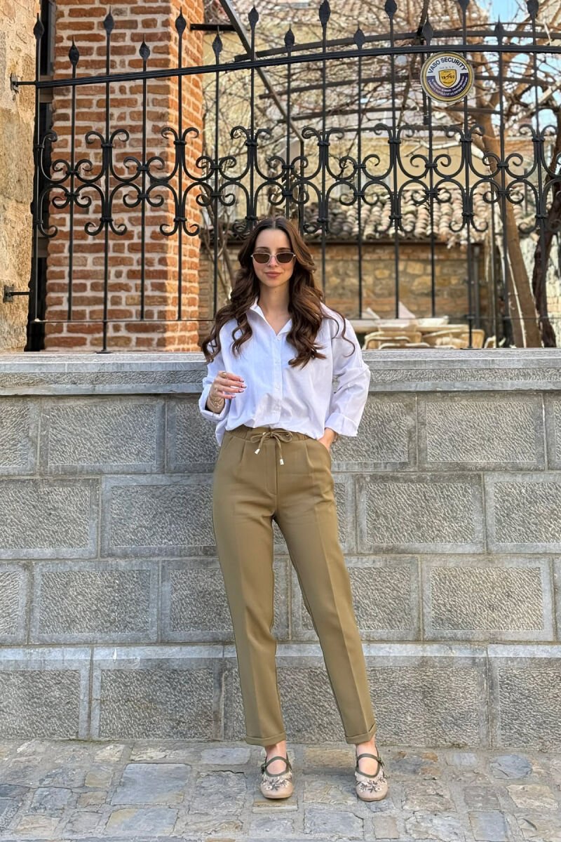 ONE COLOR LACINGS WOMAN TROUSERS OLIVE/ULLI - 2
