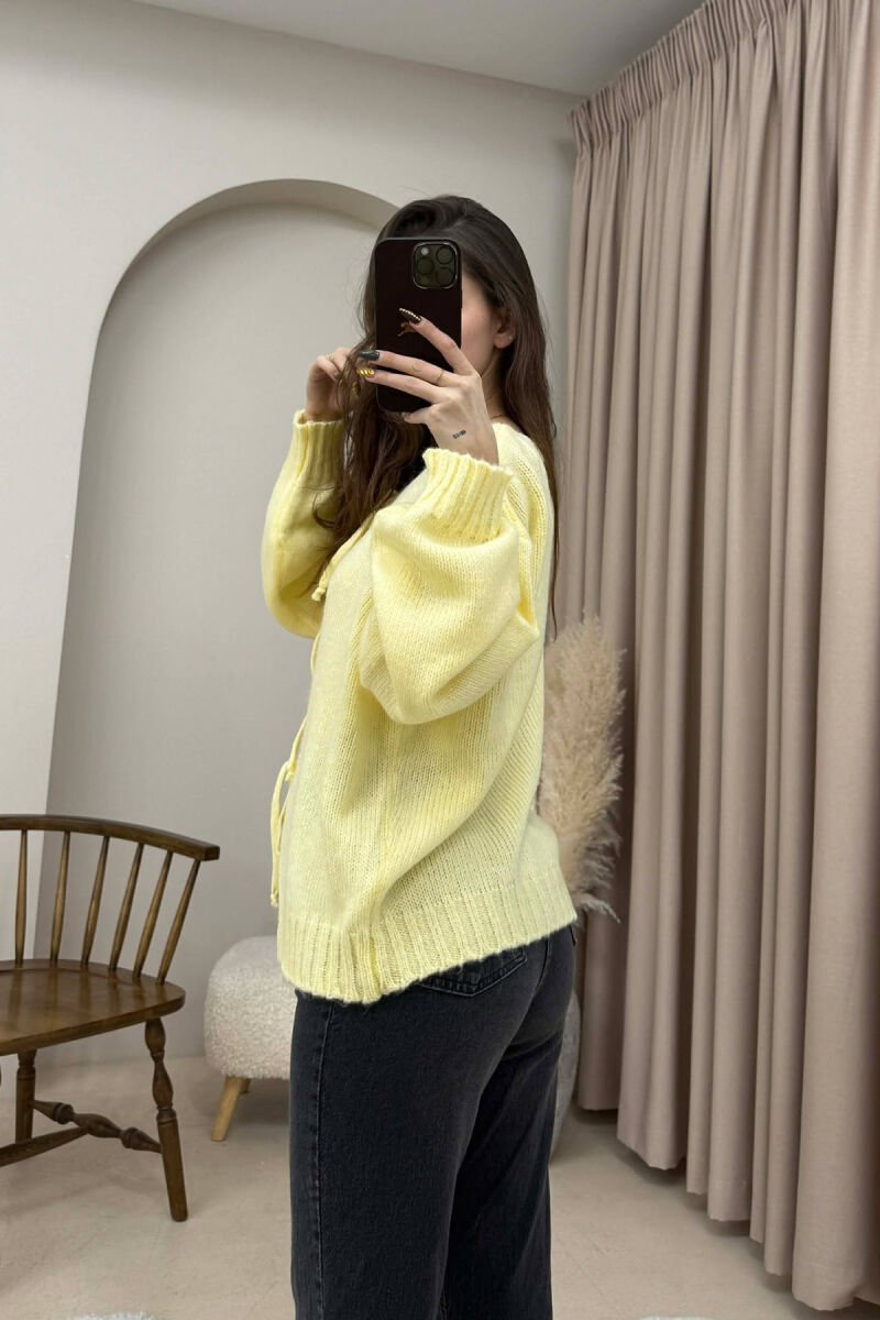 ONE COLOR LACINGS WOMEN CARDIGAN YELLOW/E VERDHE - 4