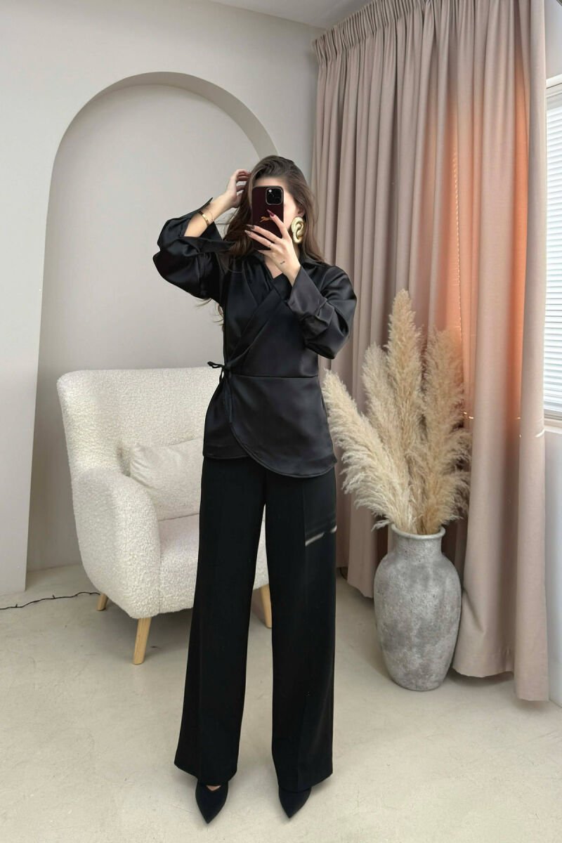 ONE COLOR LACINGS WOMEN SHIRT BLACK/ E ZEZE - 3