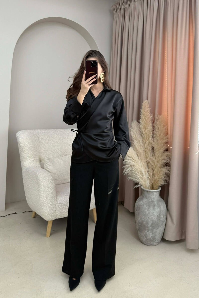 ONE COLOR LACINGS WOMEN SHIRT BLACK/ E ZEZE - 2