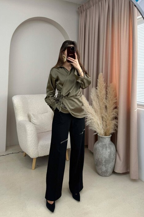ONE COLOR LACINGS WOMEN SHIRT OLIVE/ULLI - 2