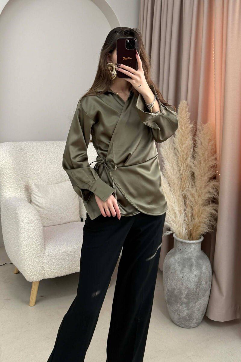 ONE COLOR LACINGS WOMEN SHIRT OLIVE/ULLI - 3